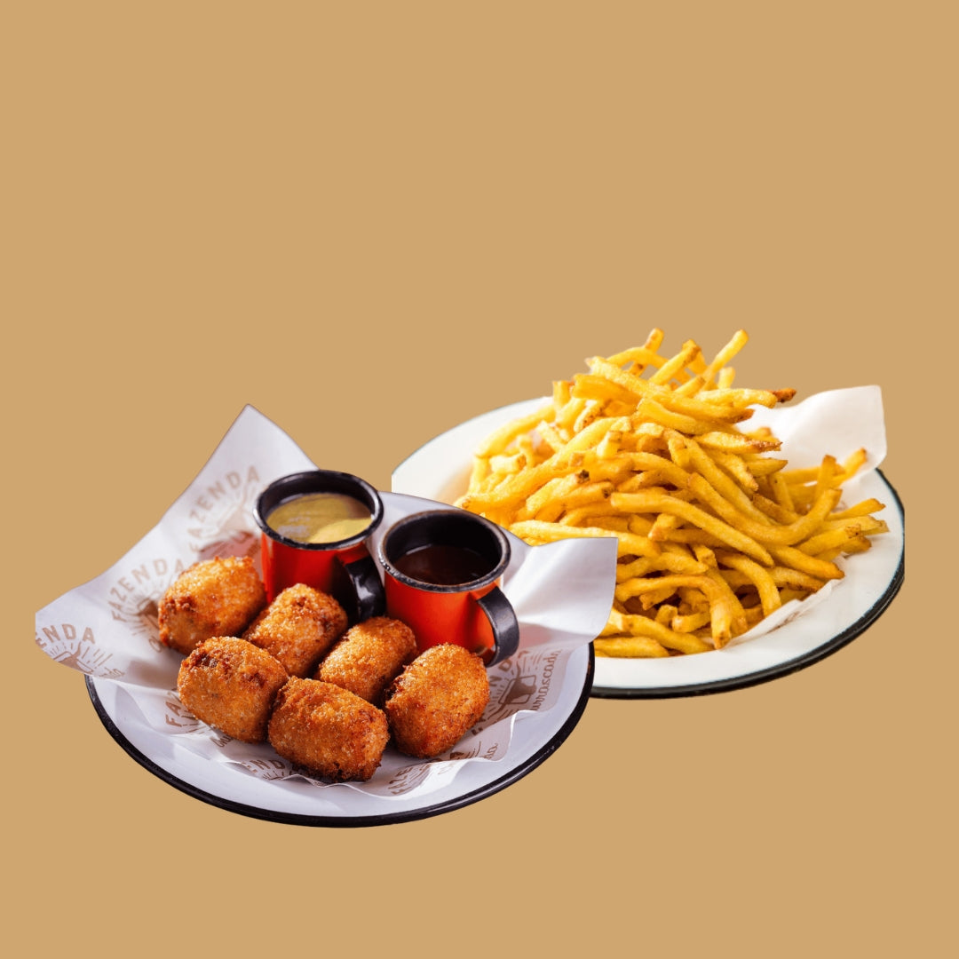 1 bolinho de smoked ribs e 1 batata frita