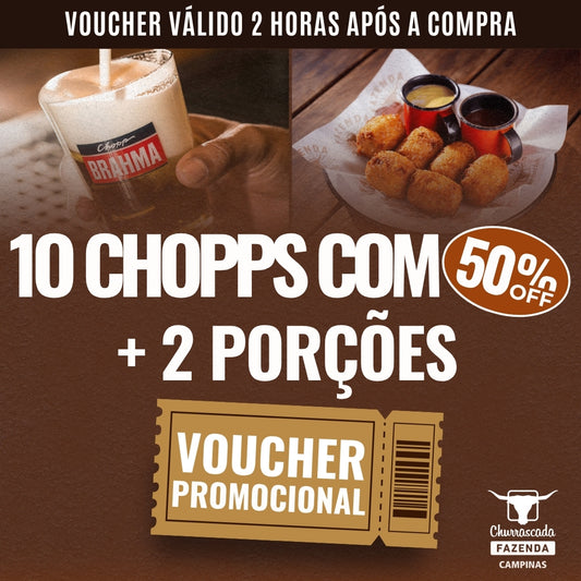 10 Chopps Brahma + 2 Porções