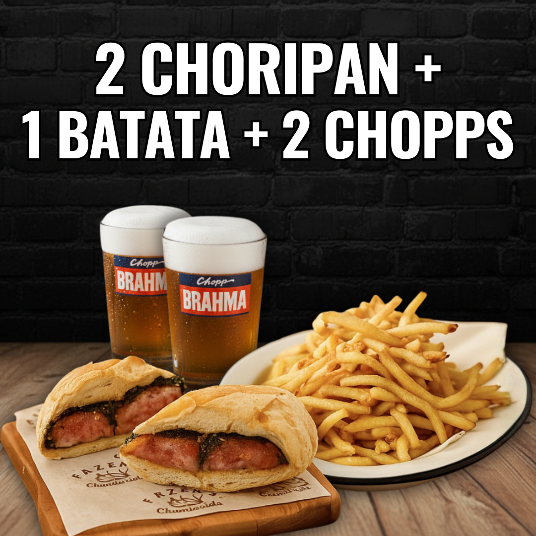 2 Choripan + 1 Batata + 2 Chopps