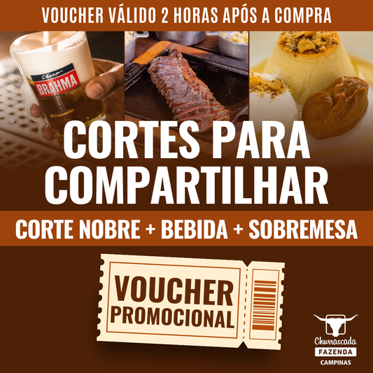 Cortes para compartilhar + Bebidas + Sobremesa